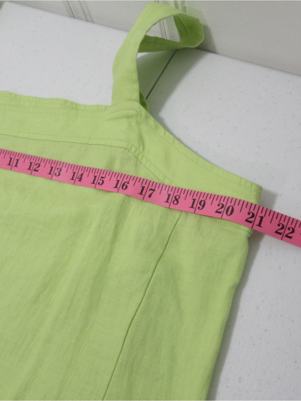 EILEEN FISHER Organic-Linen Square-Neck Dress Honeydew Size Large - Picture 14 of 17